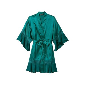 Сатиновий халат Flounce Green Satin Robe