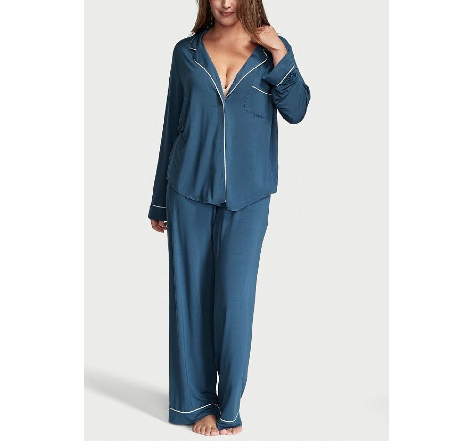 Піжама Victoria's Secret Modal Long Pajama Set Deep blue