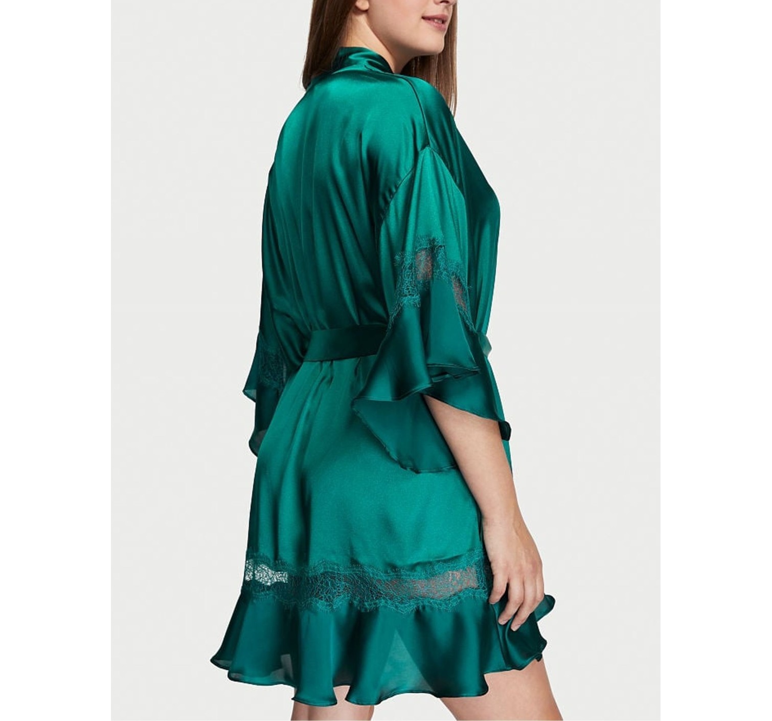 Сатиновий халат Flounce Green Satin Robe