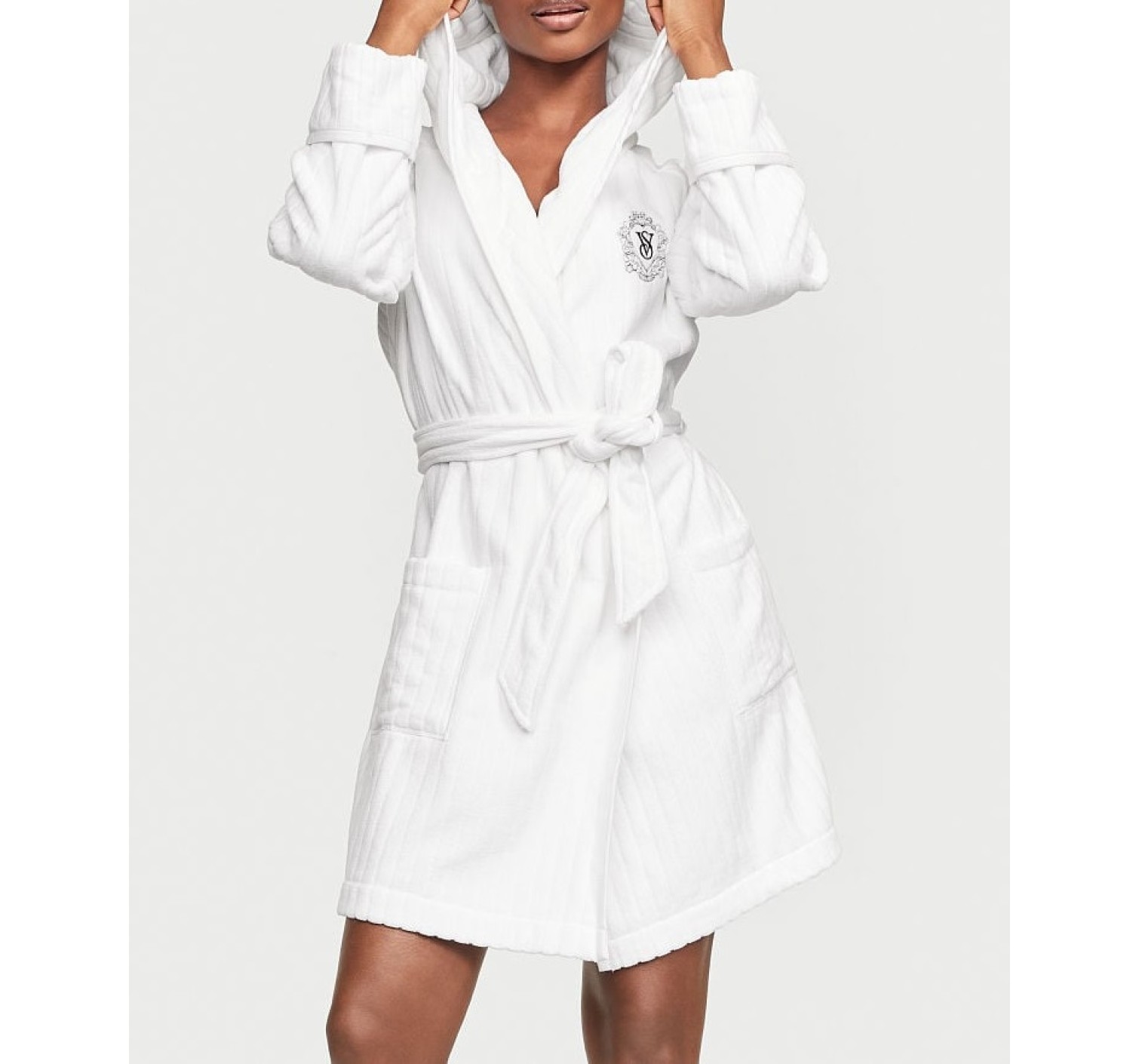 Халат Виктория Сикрет Terry Hooded Short Robe Vs White