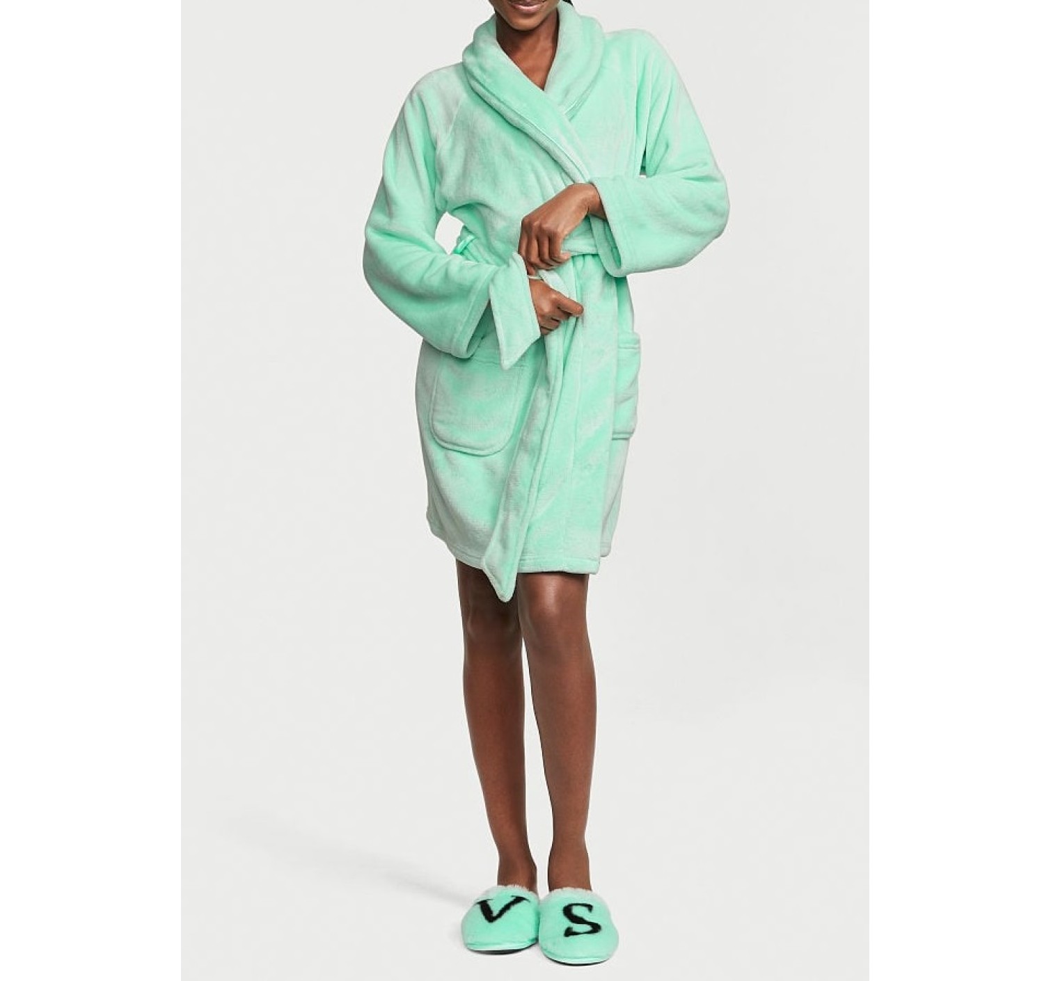 Плюшевый Халат Logo Short Cozy Robe Waterfall Green
