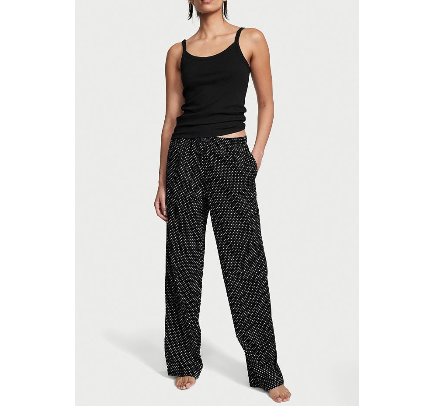Пижама Cotton Tank Jogger Pajama Set Black White dot