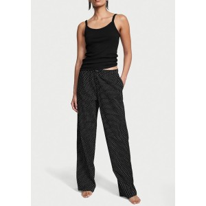 Пижама Cotton Tank Jogger Pajama Set Black White dot