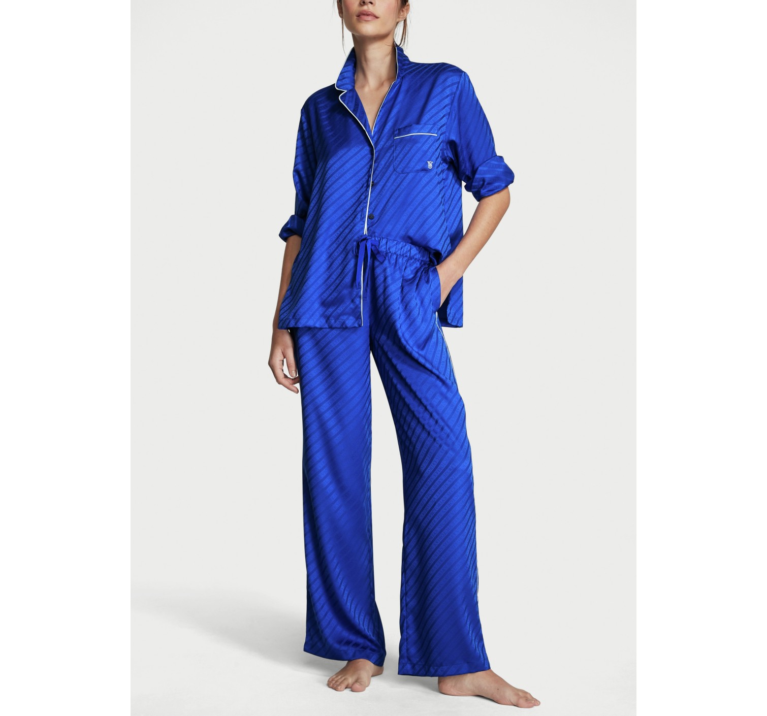 Піжама The Satin Long PJ Set Blue Oar — Victoria's Secret