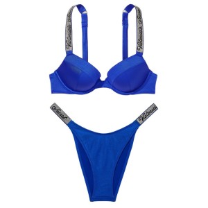 Купальник Bikini Shine Strap Sexy Tee Push-Up Blue Oar Logo Set