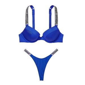 Купальник Bikini Shine Strap Sexy Tee Push-Up Blue Oar Logo Set