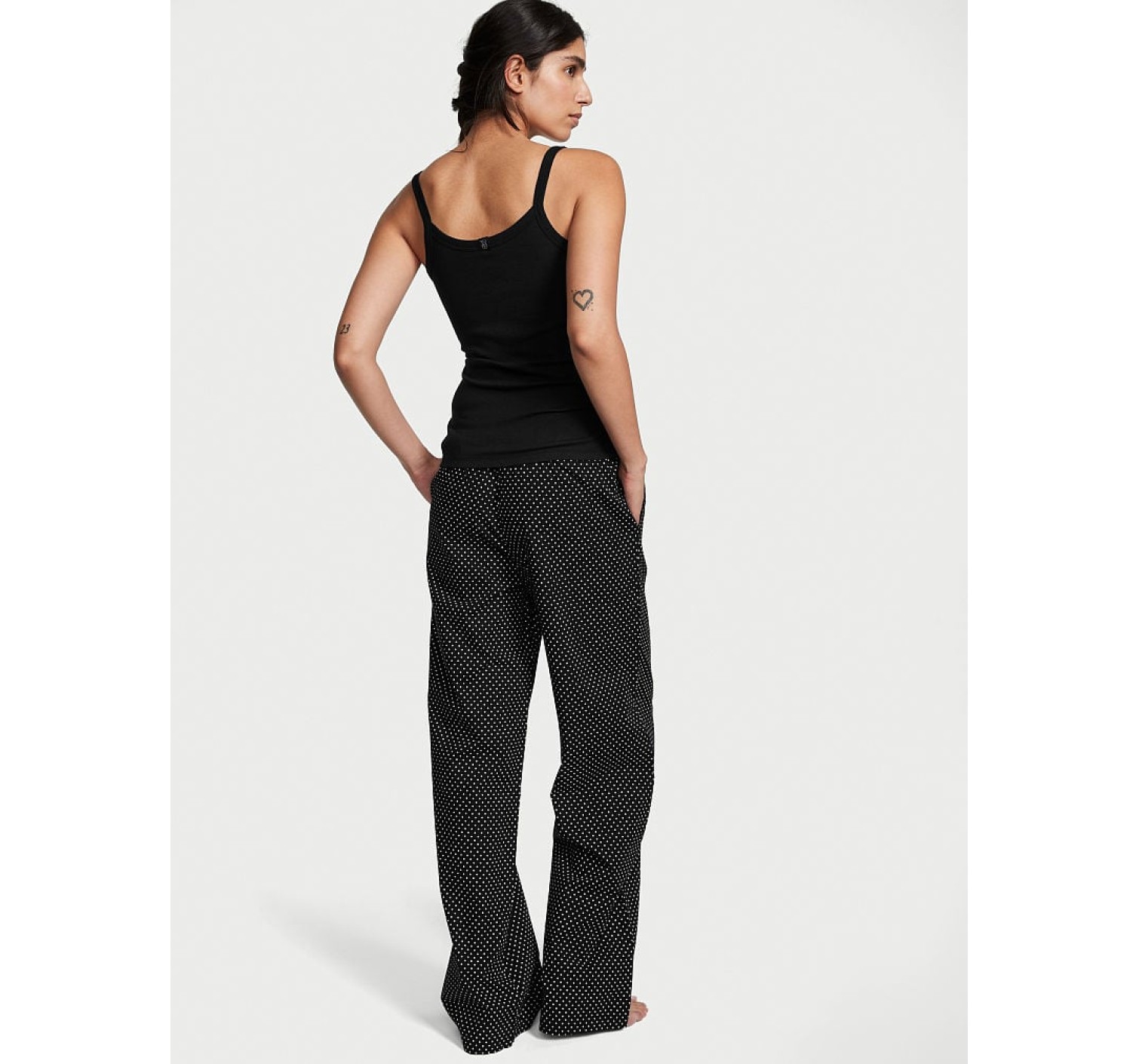 Пижама Cotton Tank Jogger Pajama Set Black White dot