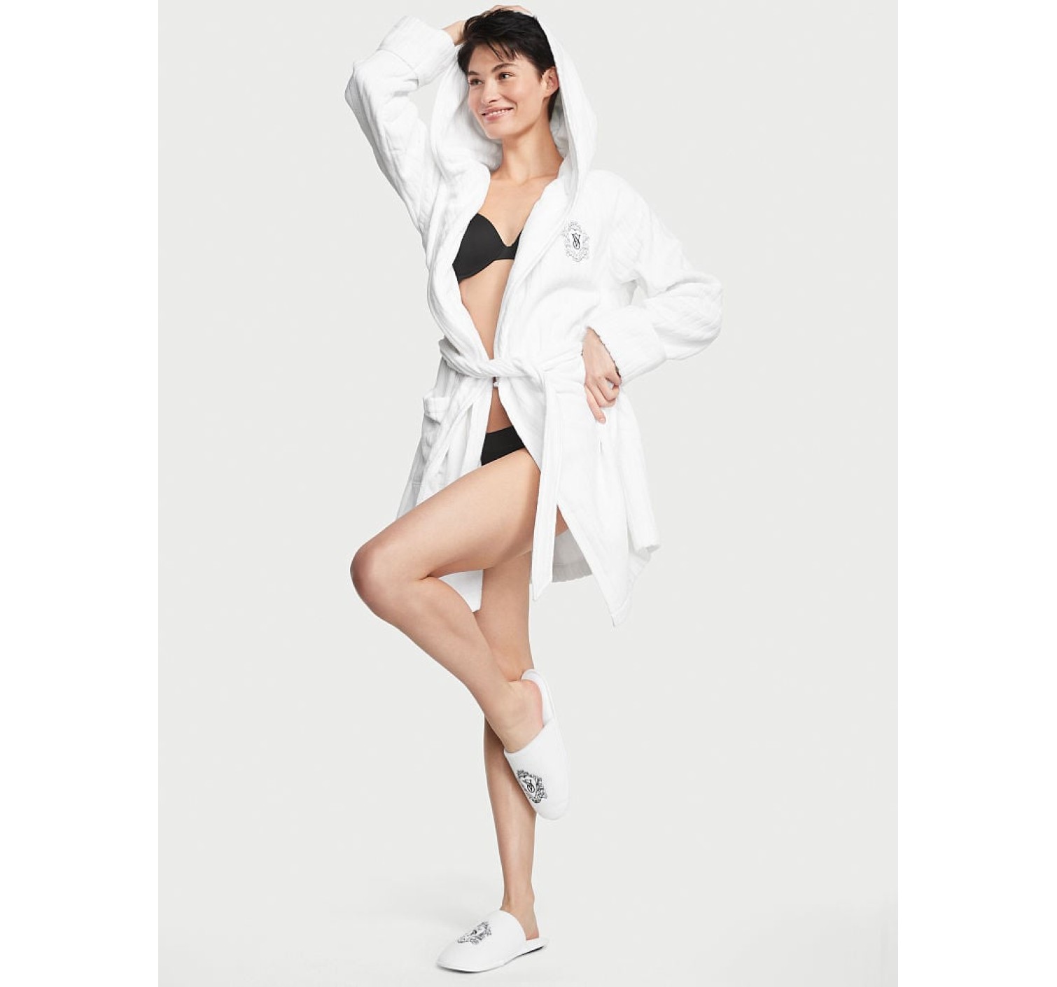 Халат Виктория Сикрет Terry Hooded Short Robe Vs White