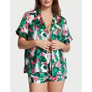 Сатинова піжама Victoria Secret The Satin Short PJ Set Tropic blue