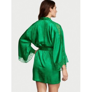 Халат Satin Lace Inset Jacquard Robe Green