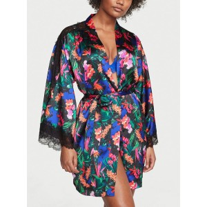 Халат Victoria’s Secret Satin Lace Kimono Tropic print