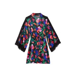 Халат Victoria’s Secret Satin Lace Kimono Tropic print