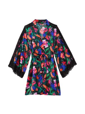 Халат Victoria’s Secret Satin Lace Kimono Tropic print