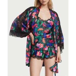 Халат Victoria’s Secret Satin Lace Kimono Tropic print