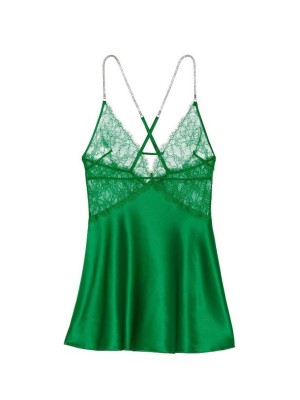 Пеньюар Victoria’s Secret Shine Rope Strap Satin Slip Green