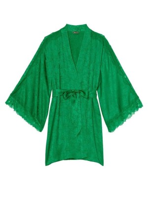 Халат Satin Lace Inset Jacquard Robe Green