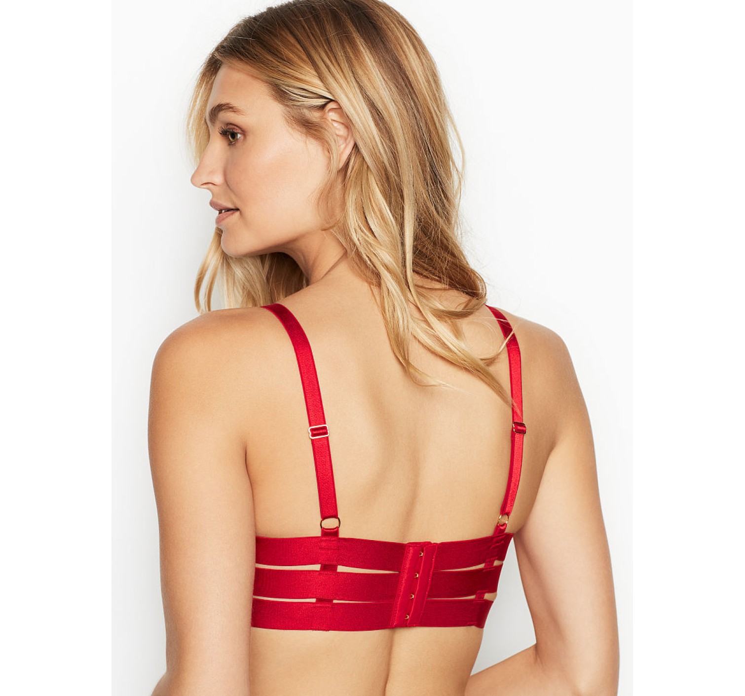 Комплект белья Victoria’s Secret Very Sexy LUXE LINGERIE Red Unlined Strappy Demi Bra Set