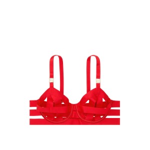 Комплект белья Victoria’s Secret Very Sexy LUXE LINGERIE Red Unlined Strappy Demi Bra Set