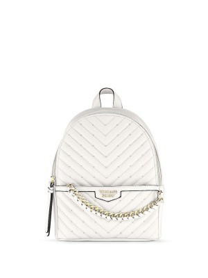 Рюкзак Victoria's Secret Embellished V-Quilt Small City Backpack Real White