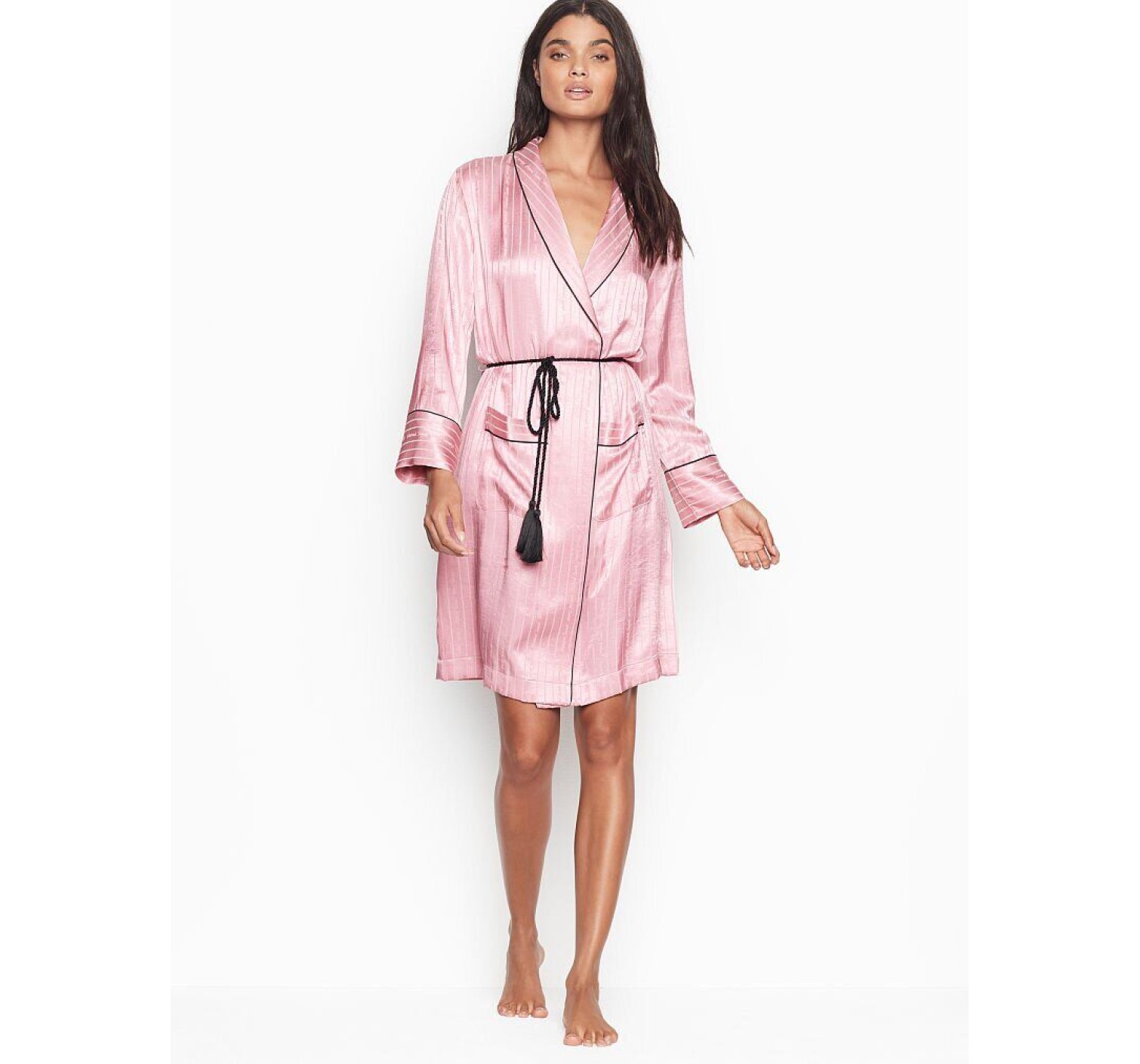 Халат Victoria's Secret satin pink stripes