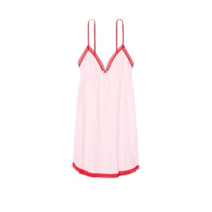 Хлопковая ночнушка Victoria’s Secret pink with red lace