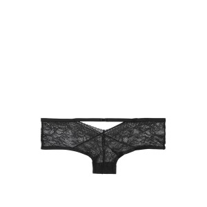 Трусики чіки Victoria's Secret Cheeky straps з чорним мереживом