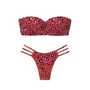 Купальник бандо Victoria’s Secret Red Leopard print