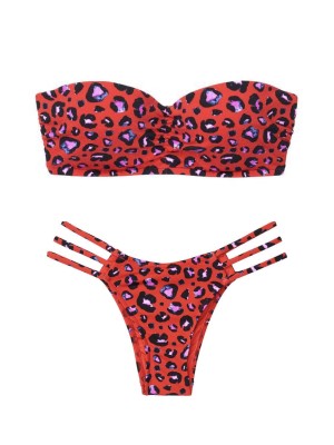 Купальник бандо Victoria’s Secret Red Leopard print
