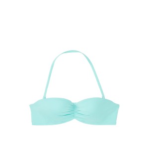 Купальник бандо Victoria’s Secret Push-up цвет топа тиффани, плавки кораловые