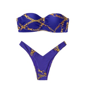 Купальник бандо Victoria’s Secret Push-up принт "цепи"