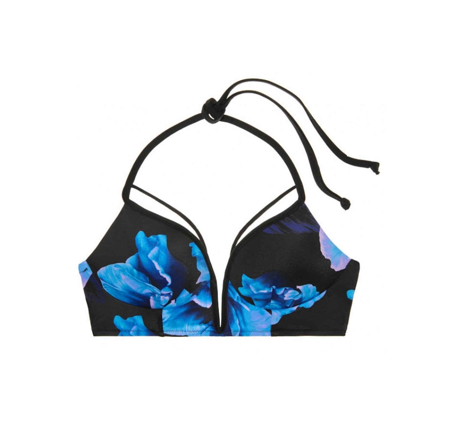 Купальник Victoria’s Secret PINK Strappy V-Wire Plunge принт синие цветы