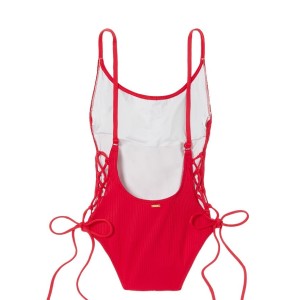 Купальник монокини Victoria’s Secret Red Ribbed One-piece