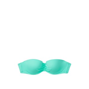 Купальник бандо Victoria’s Secret Push-up цвет топа тиффани, плавки кораловые