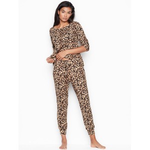 Пижама Victoria’s Secret Animal print Leopard Super soft Long PJ Set