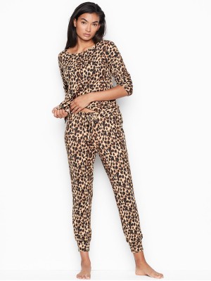 Пижама Victoria’s Secret Animal print Leopard Super soft Long PJ Set