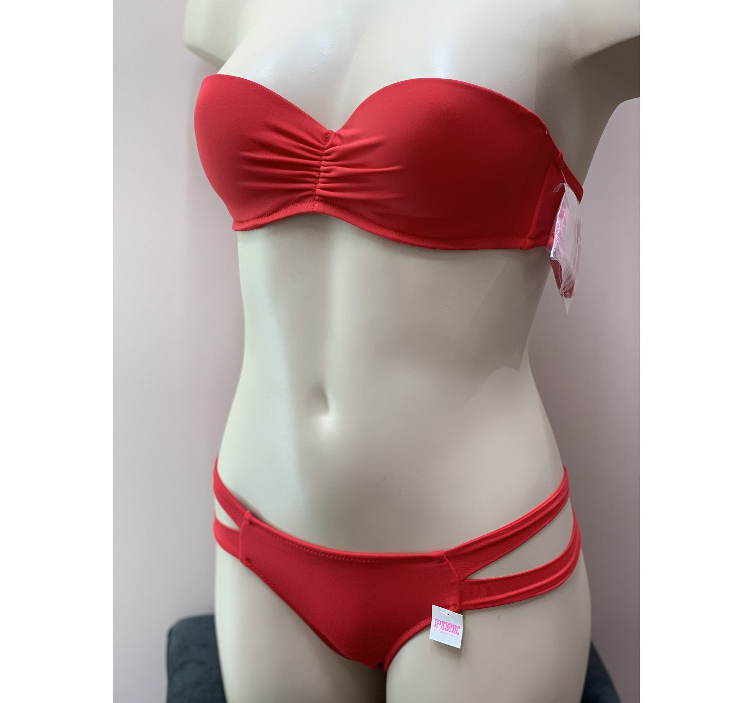 Купальник бандо Victoria's Secret PINK Bra 32B + mini cheekster panty