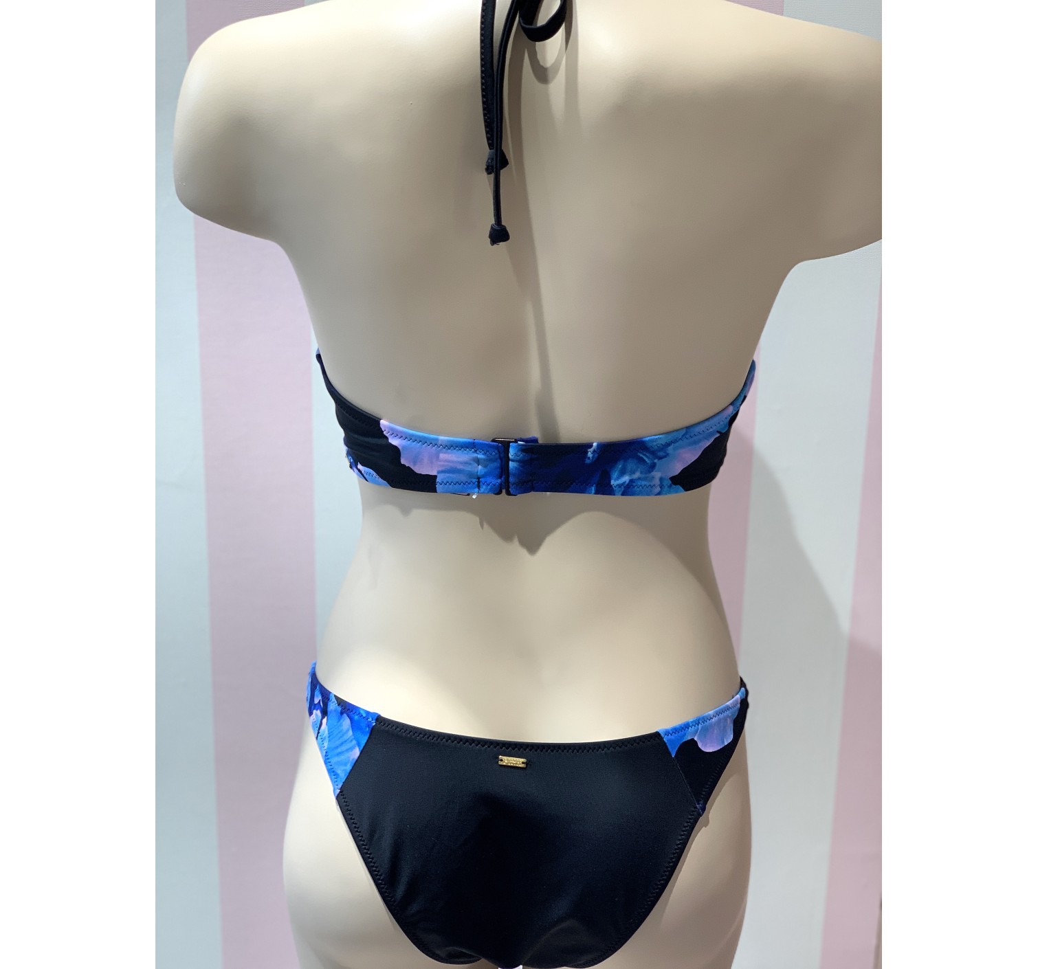 Купальник Victoria’s Secret PINK Strappy V-Wire Plunge принт синие цветы