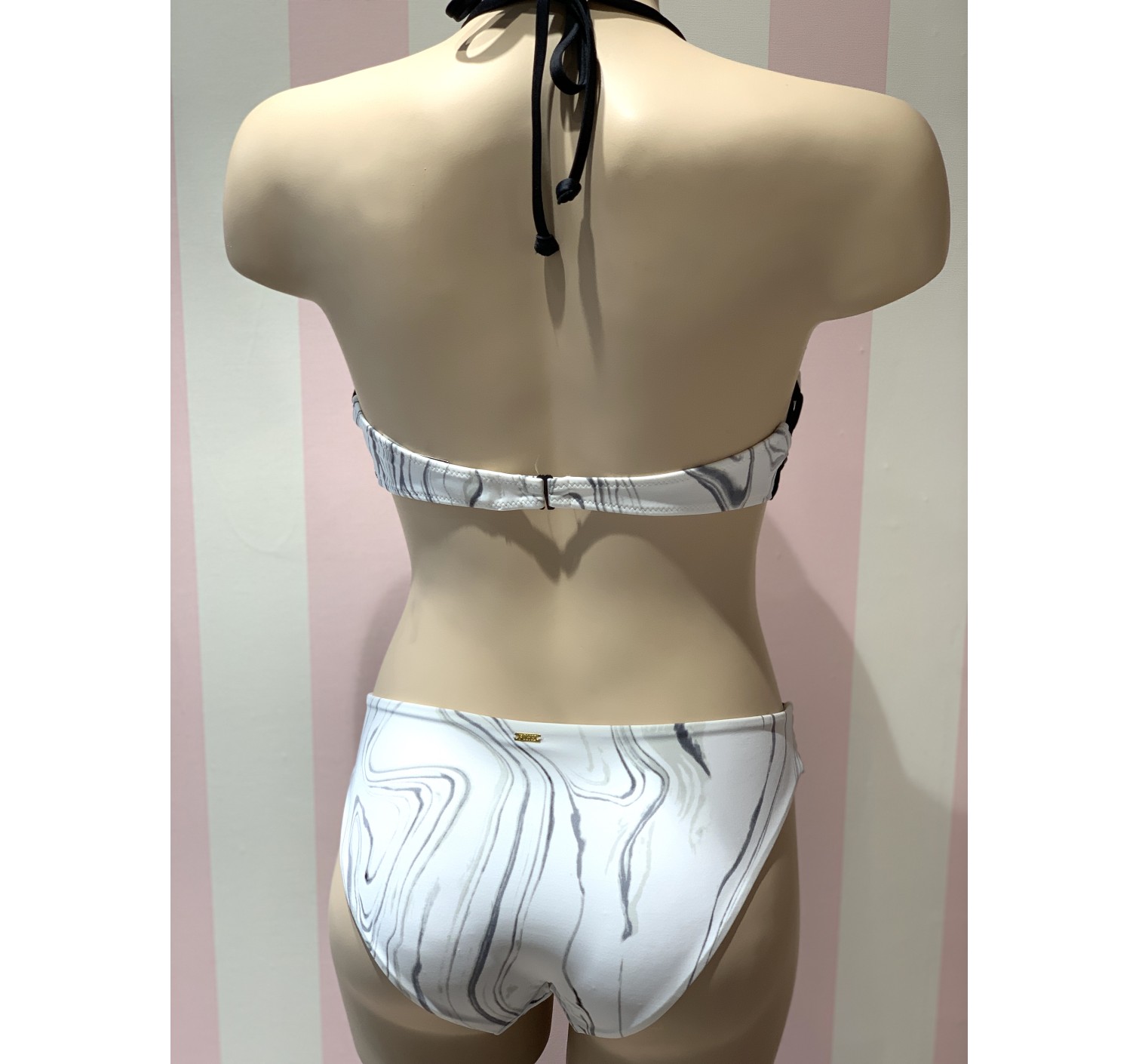Купальник раздельный Victoria’s Secret PINK White & Black print Топ S + плавки М