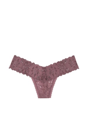 Трусики стрінги Victoria's Secret Choco Lace Thong panty