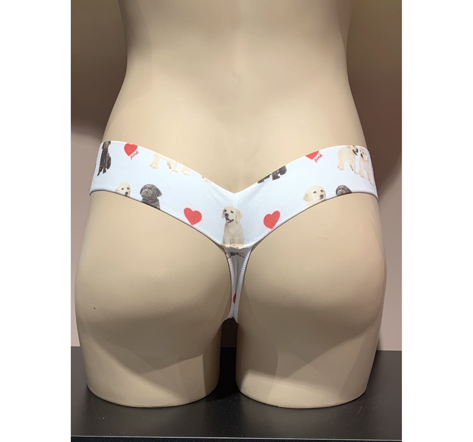 Трусики стринги Victoria’s Secret Pink Thong panty lovely puppy print