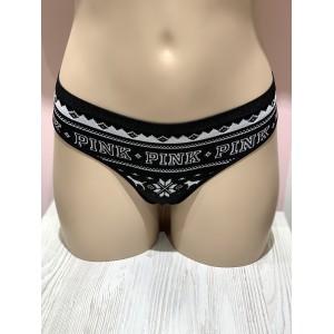 Трусики стринги Victoria’s Secret Black & White Logo Thong panty