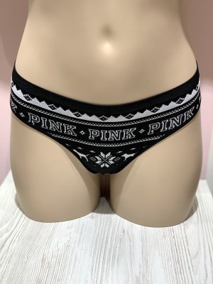 Трусики стринги Victoria’s Secret Black & White Logo Thong panty