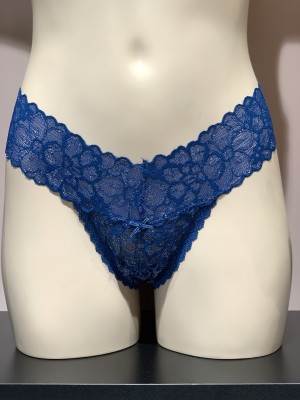 Трусики стринги Victoria’s Secret Deep Blue Lace Thong panty
