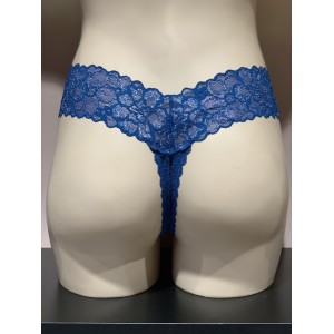 Трусики стринги Victoria’s Secret Deep Blue Lace Thong panty