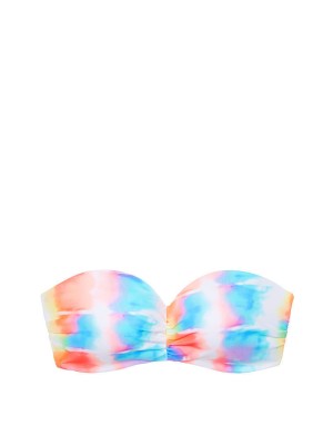 Купальник бандо Victoria’s Secret PINK RUCHED FRONT BANDEAU Push-up Neon Sky