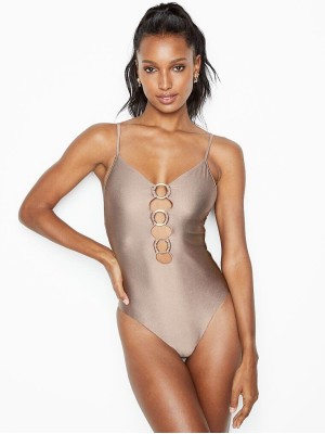 Купальник монокини Victoria’s Secret V-Plunge One-piece SILVER MIRAGE