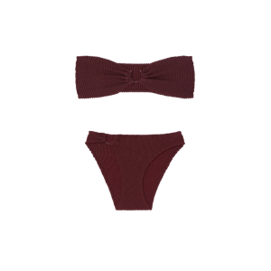 Купальник Crinkle Ring Bandeau Strapless Bikini Top Burgundy Brown