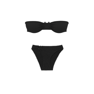 Купальник Crinkle Ring Bandeau Strapless Bikini Top Black