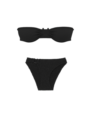 Купальник Crinkle Ring Bandeau Strapless Bikini Top Black