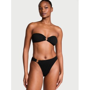 Купальник Crinkle Ring Bandeau Strapless Bikini Top Black
